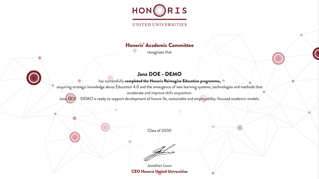Honoris digital credential
