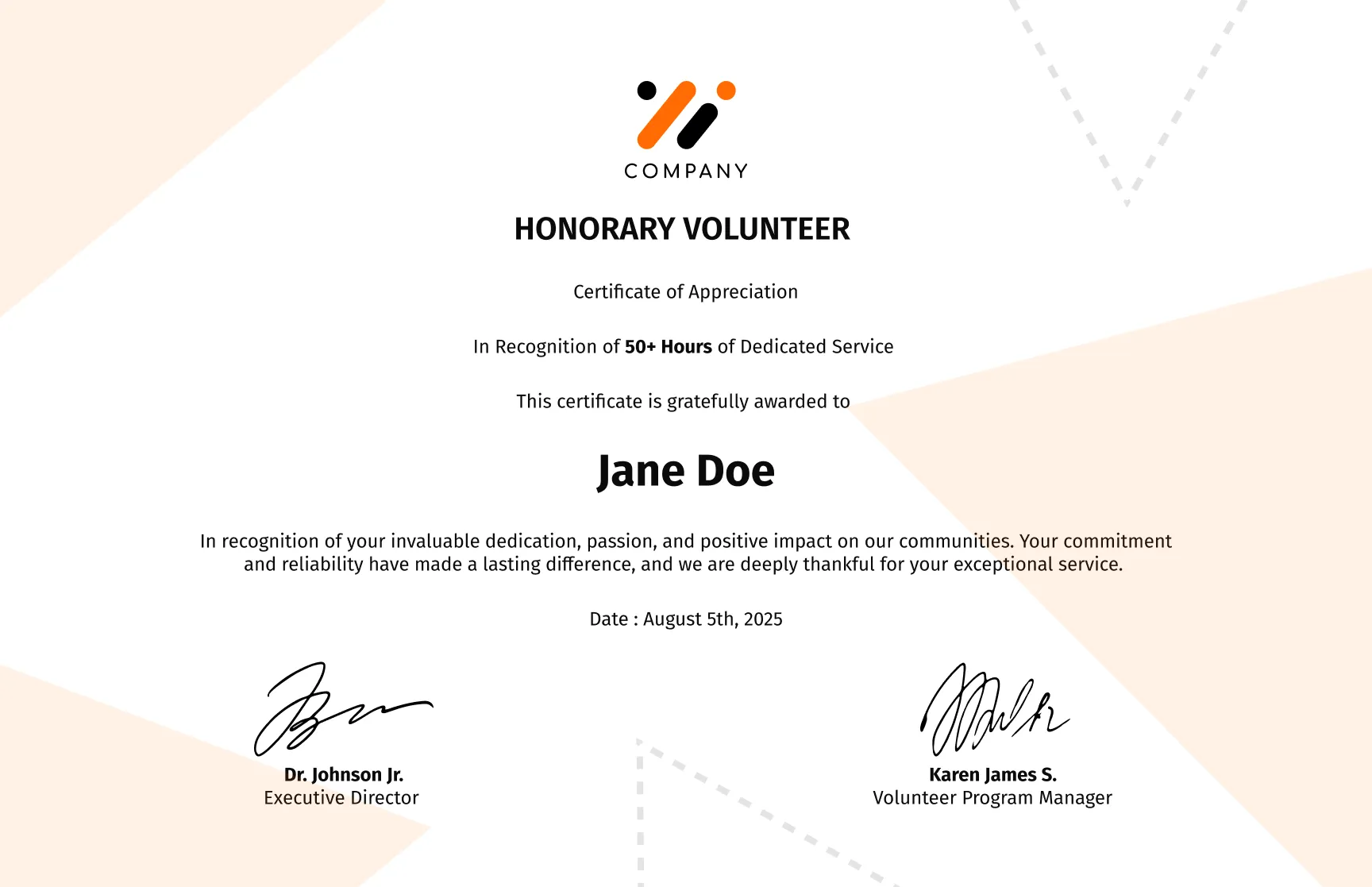 Free, editable, and printable Elegant honorary volunteer appreciation certificate template