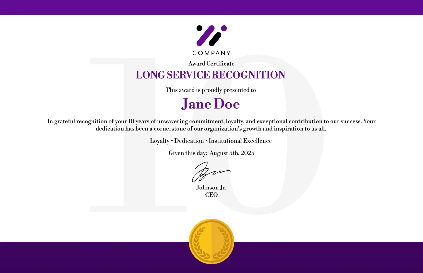 Free, editable, and printable Minimal dark purple loyalty award certificate template