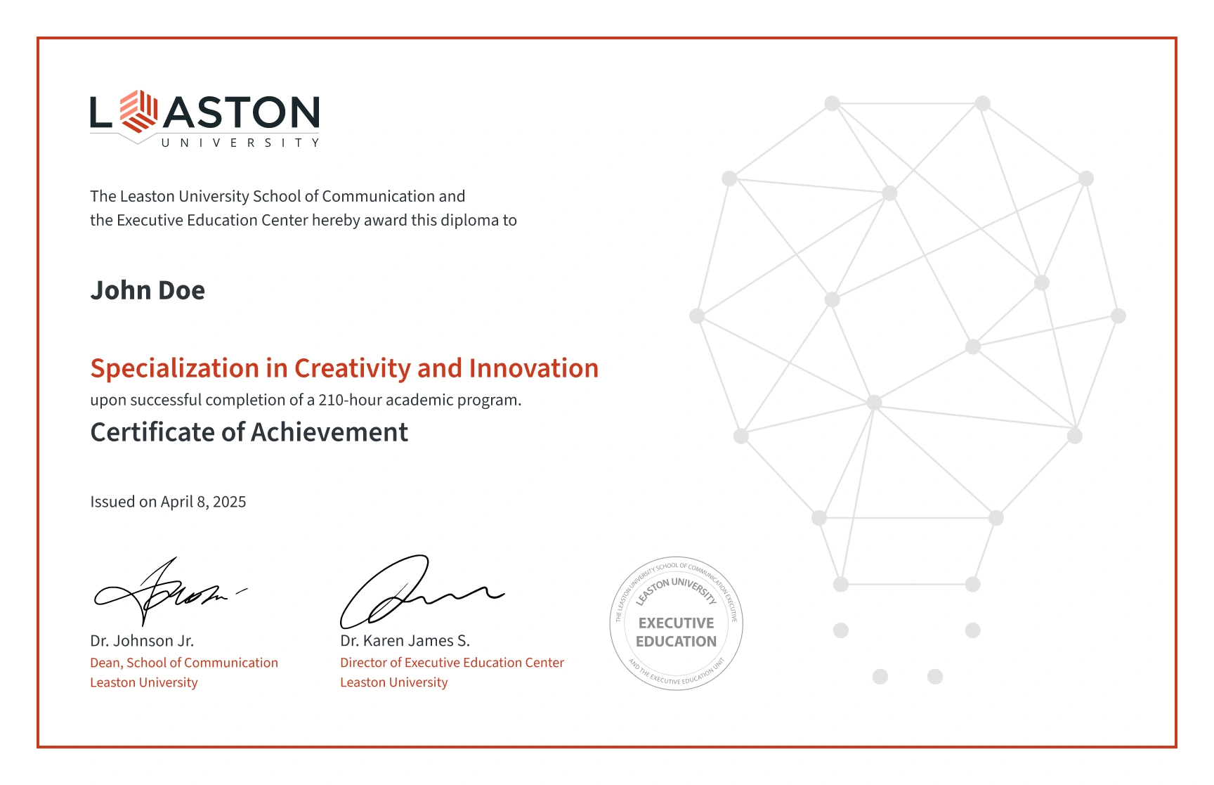 Free, editable, and printable Geometric lightbulb network achievement certificate template