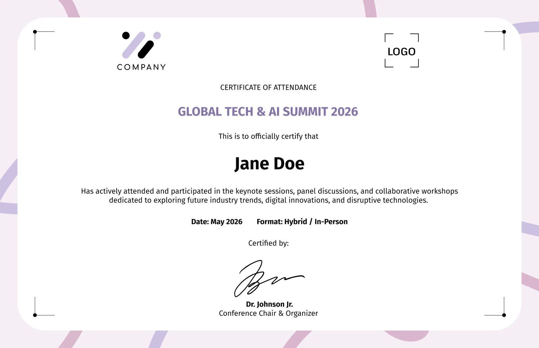 Free, editable, and printable Sleek abstract wave attendance certificate template