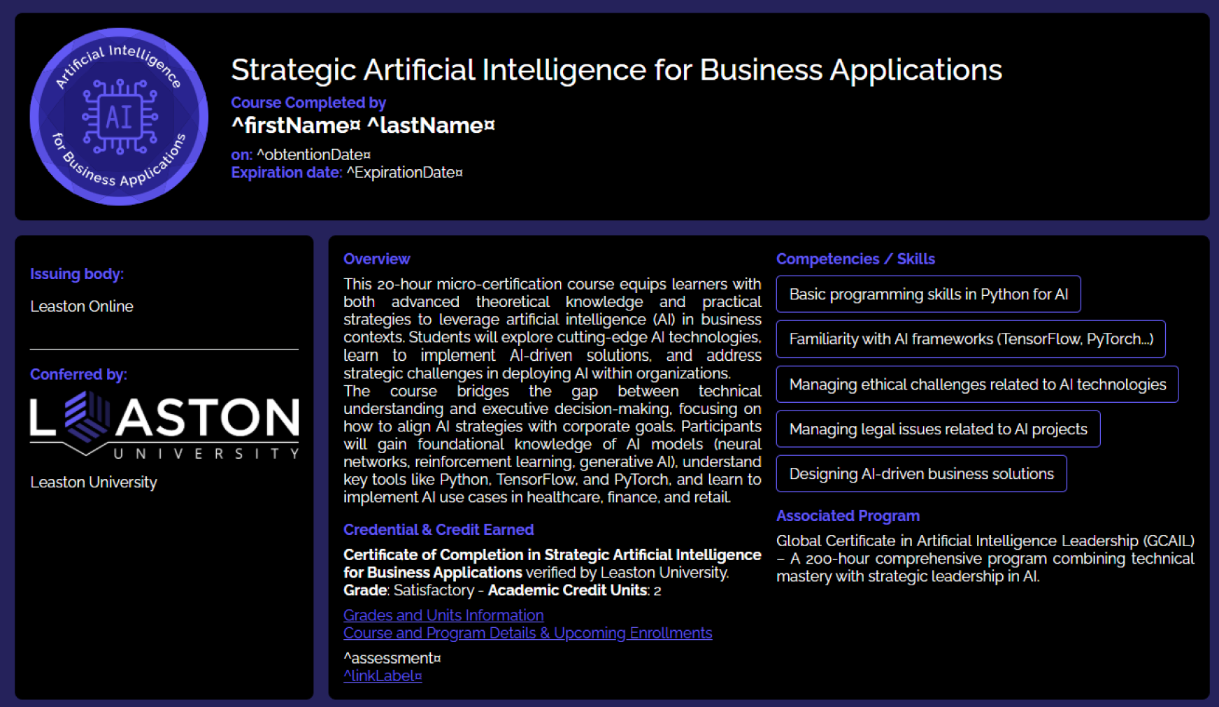 Free, editable, and printable Dark purple circular badge artificial intelligence micro-credential template