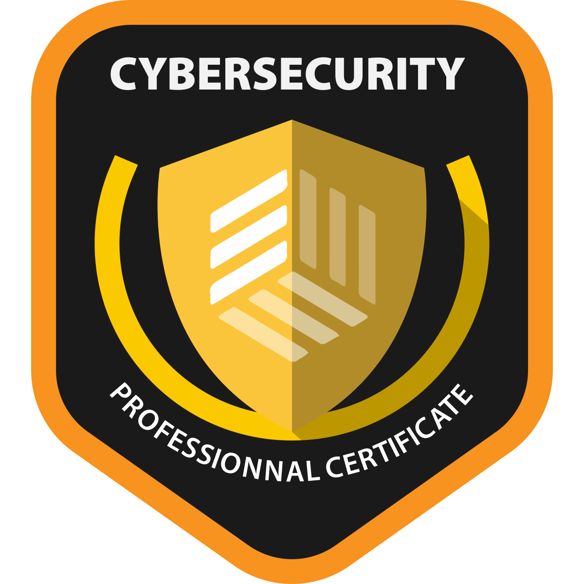 Free, editable, and printable Gold shield cybersecurity professional badge template