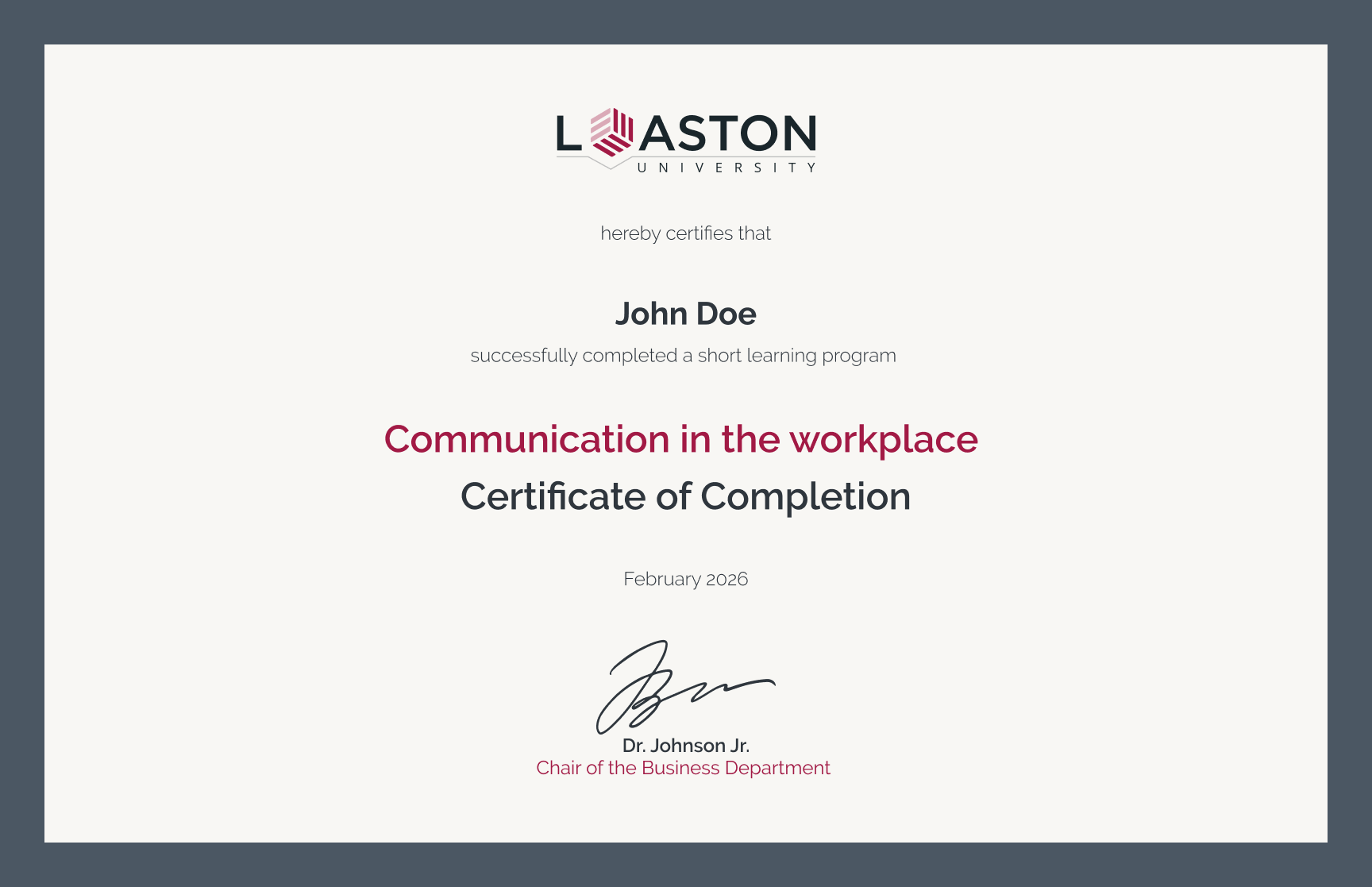 Free, editable, and printable Minimalist communication course completion certificate template