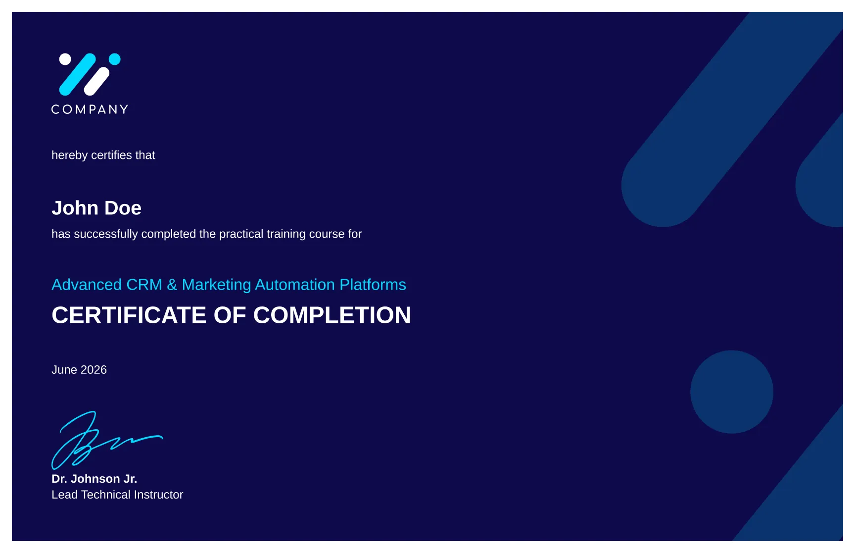 Free, editable, and printable Dark mode navy tech completion certificate template
