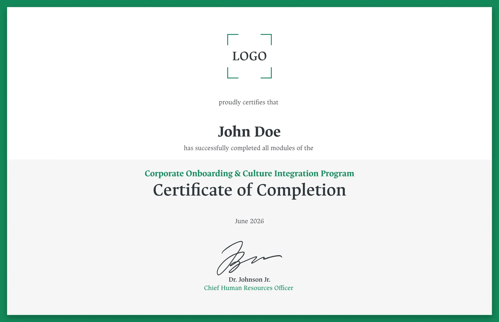 Free, editable, and printable Clean forest green framing completion certificate template