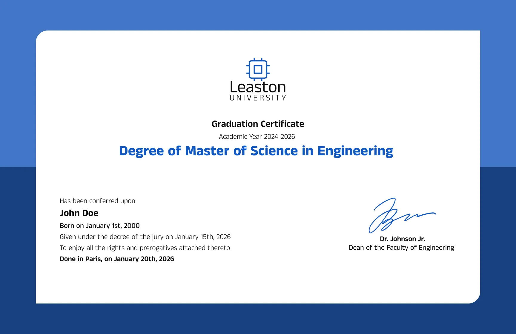 Free, editable, and printable Traditional university engineering graduation certificate template