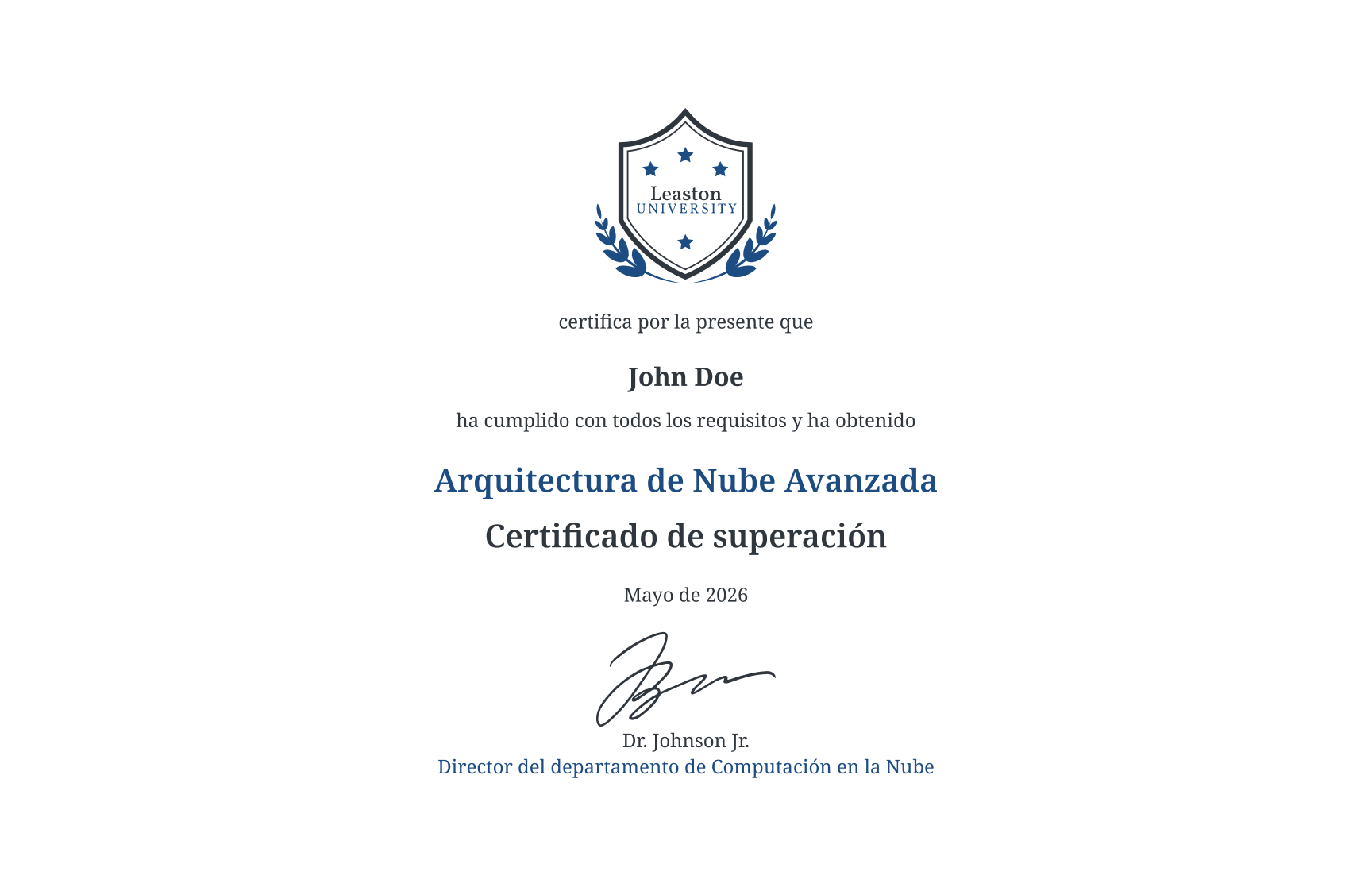 Plantilla de certificado de superación de arquitecto cloud corporativo gratis, editable e imprimible