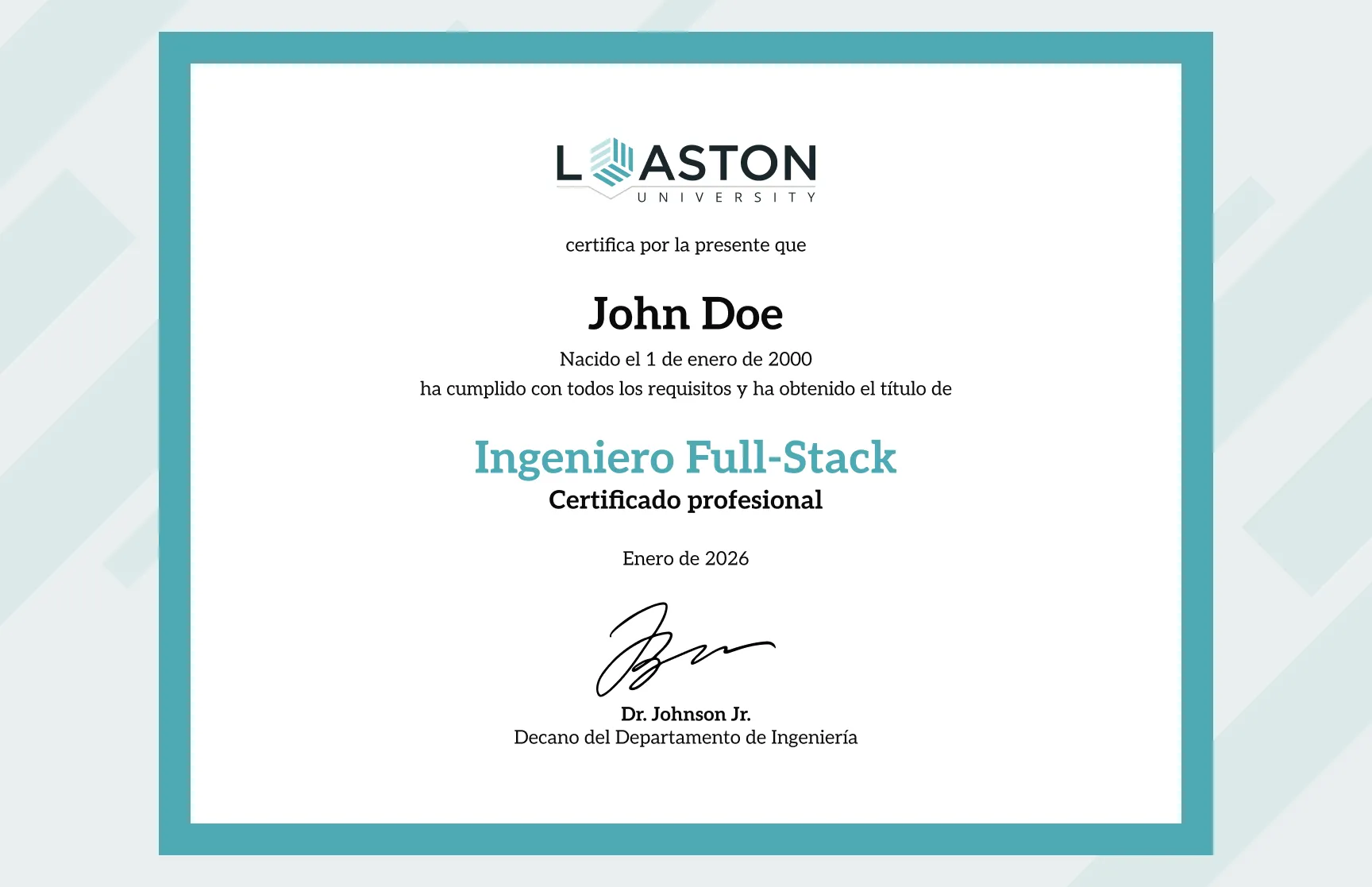 Plantillas de certificados profesionales de ingeniero moderno azul-petróleo gratis, editables e imprimibles