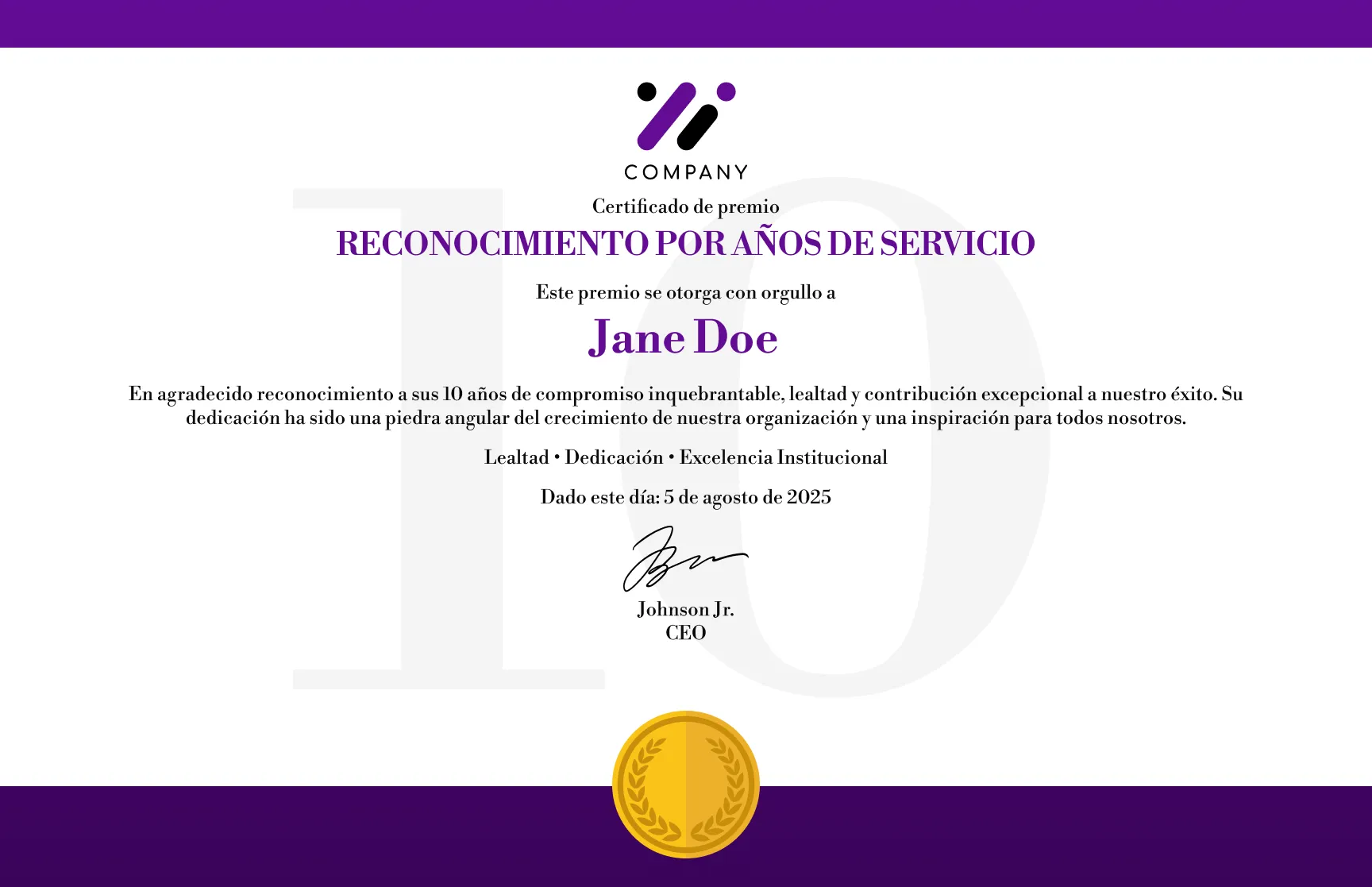 Plantillas de certificado de premio de lealtad morada oscura minimalista gratis, editables e imprimibles