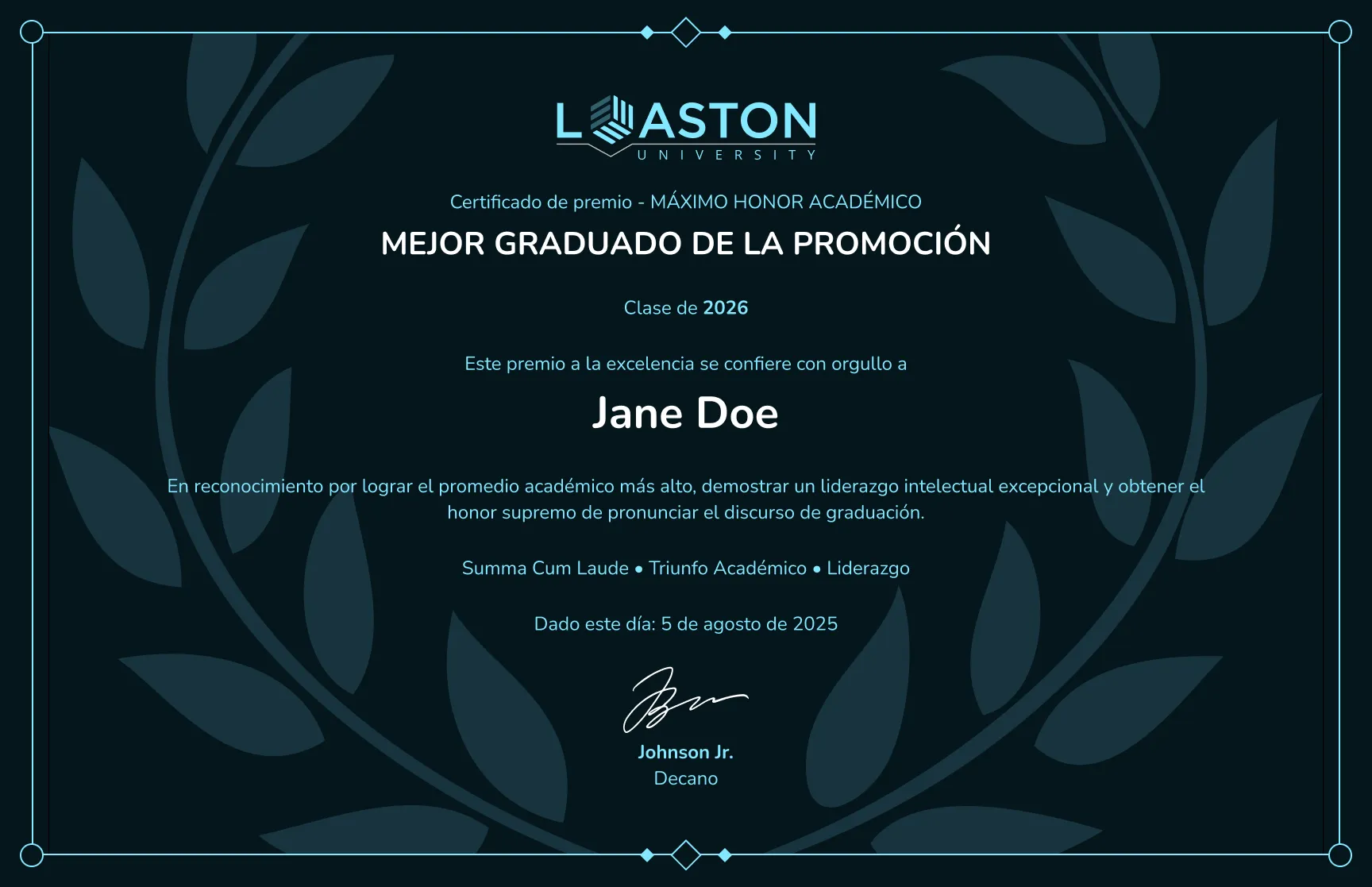 Plantillas de certificado de premio académico con corona de laureles oscura gratis, editables e imprimibles