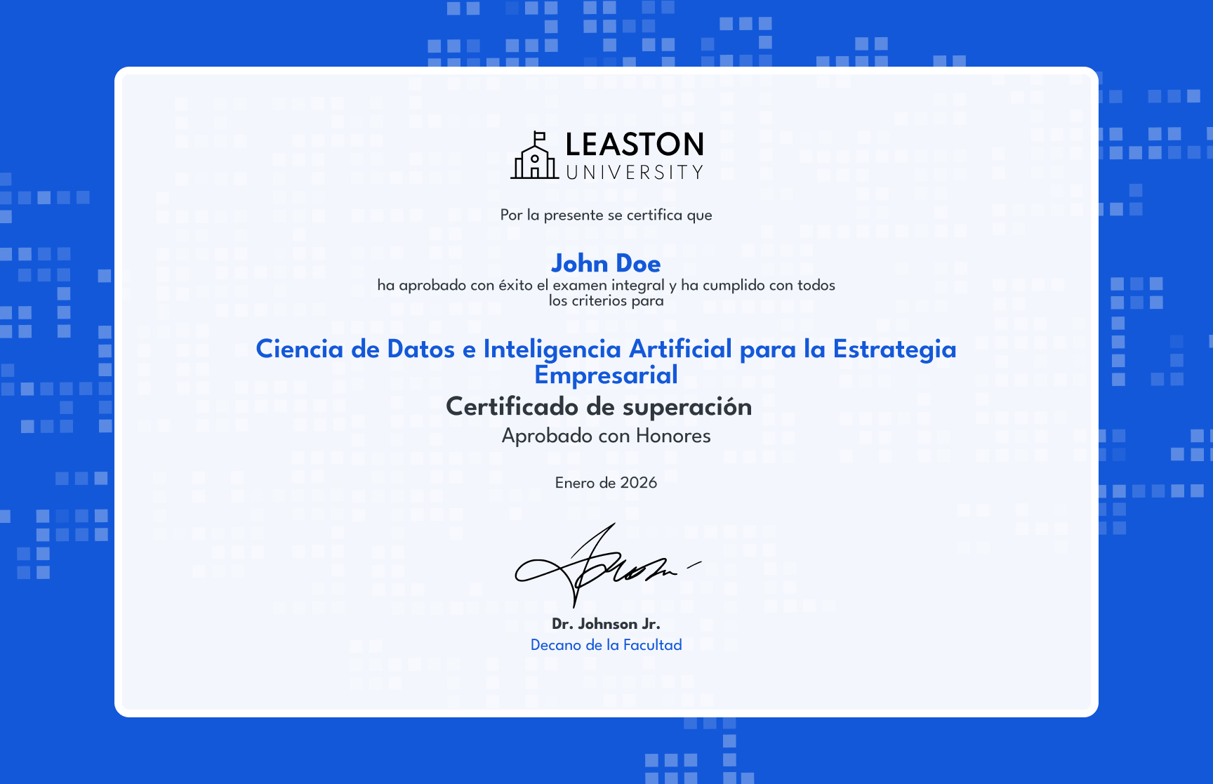 Plantilla de certificado de superación pixelada azul moderna gratis, editable e imprimible
