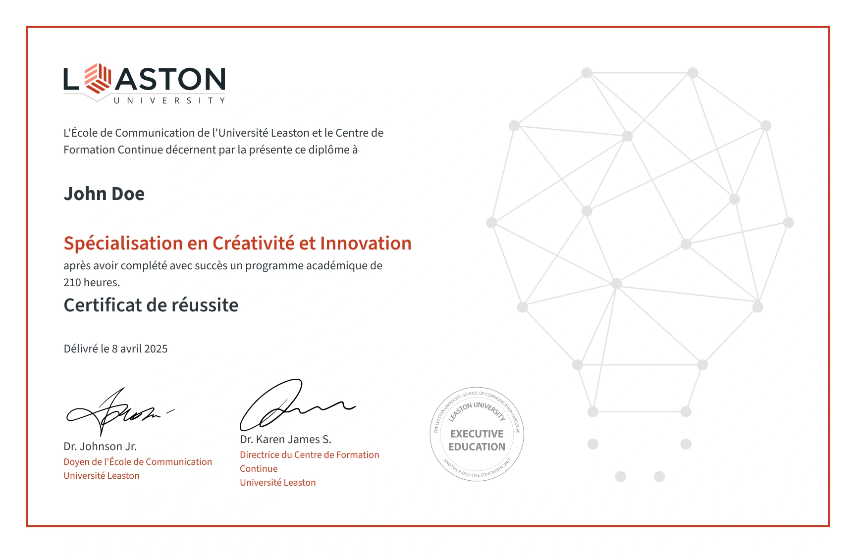 Modèle de certificat de réussite avec design d'ampoules géométriques gratuit, modifiable et imprimable