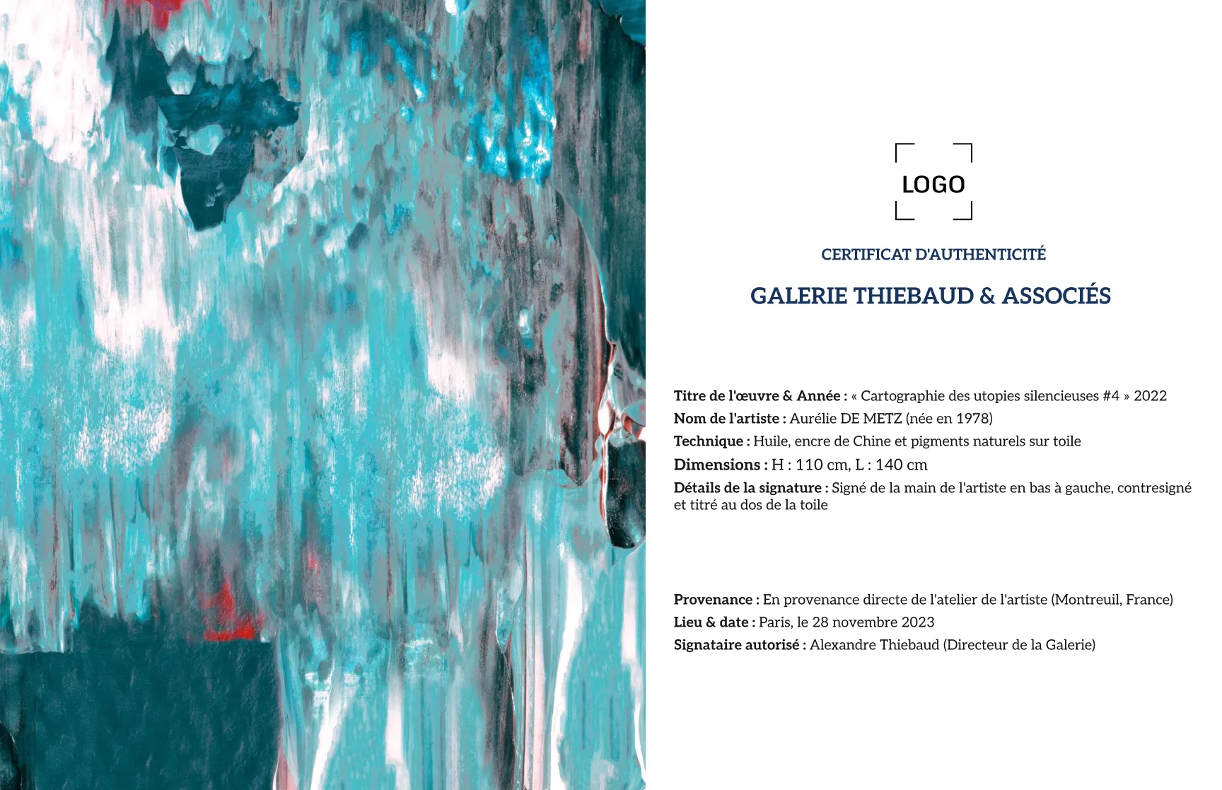 Modele de certificat d'authenticité artistique abstrait minimaliste gratuit, modifiable et imprimable