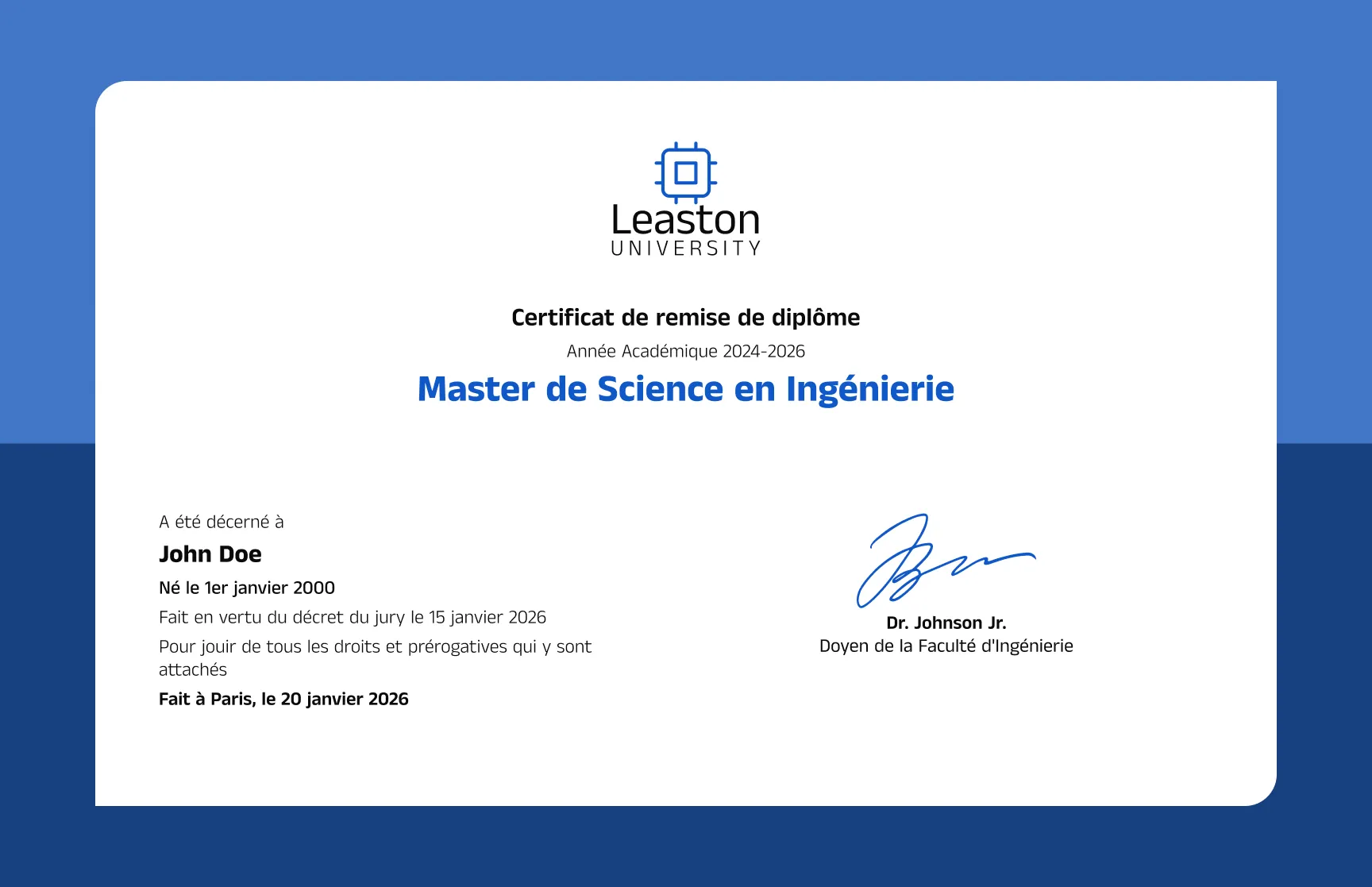 Modèle de certificat de remise de diplôme d'ingénieur universitaire traditionnel gratuit, modifiable et imprimable