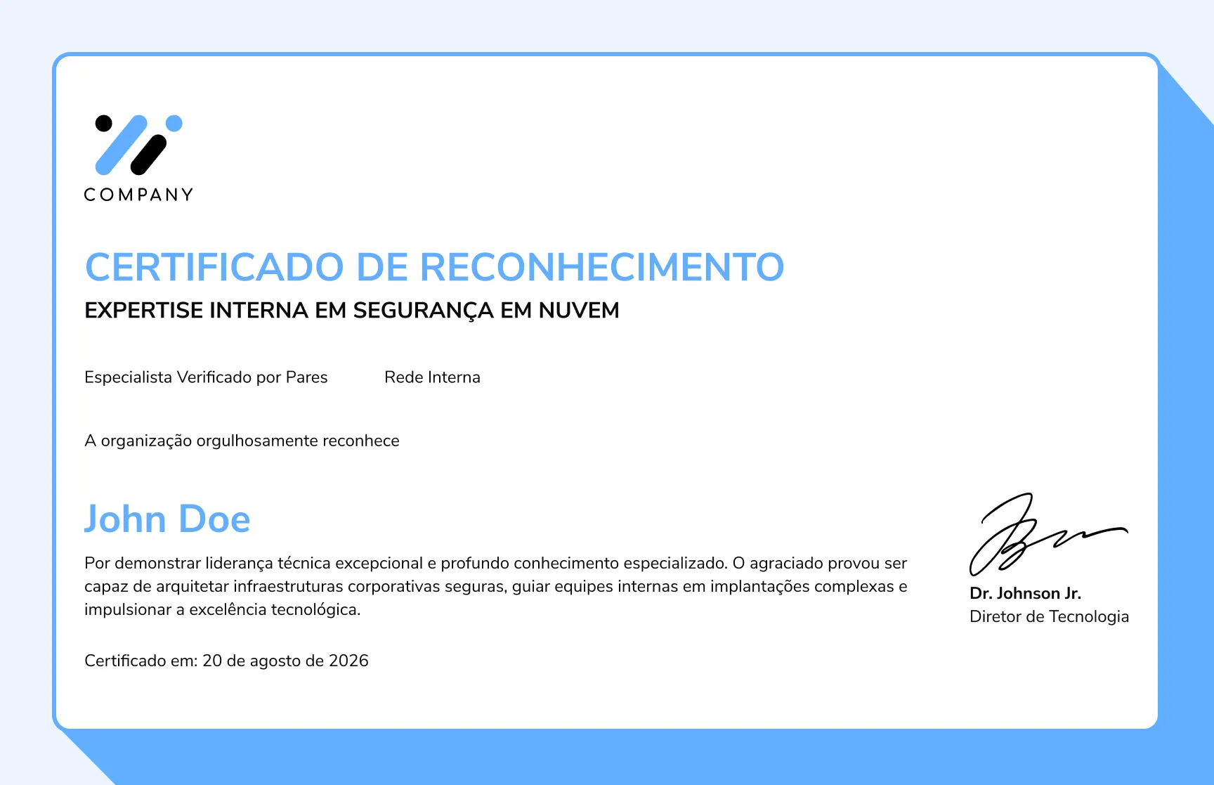 Modelo de certificado de reconhecimento moderno de segurança na nuvem gratuito, editável e imprimível