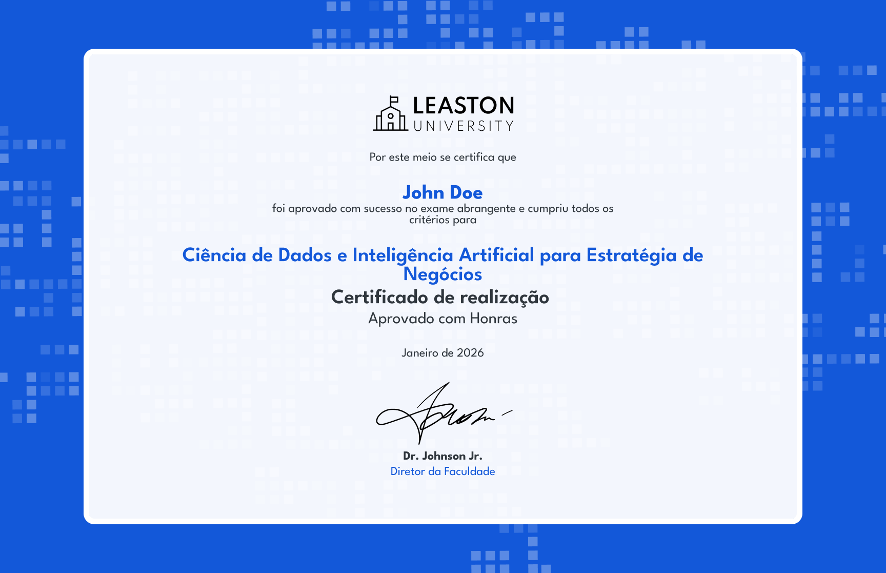 Modelo de certificado de conquista pixelado azul moderno gratuito, editável e imprimível