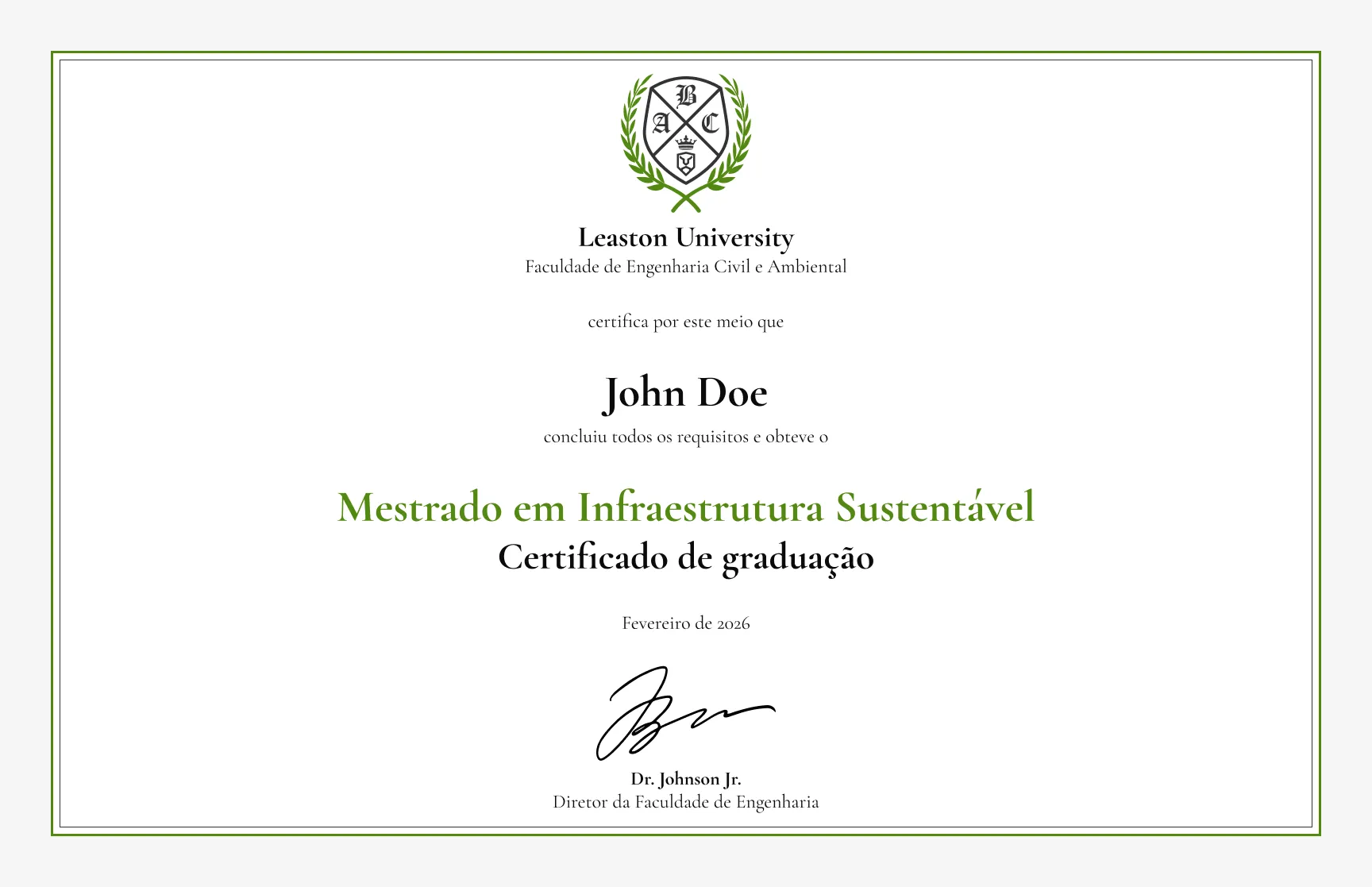 Modelo de certificado de graduação universitária clássico gratuito, editável e imprimível