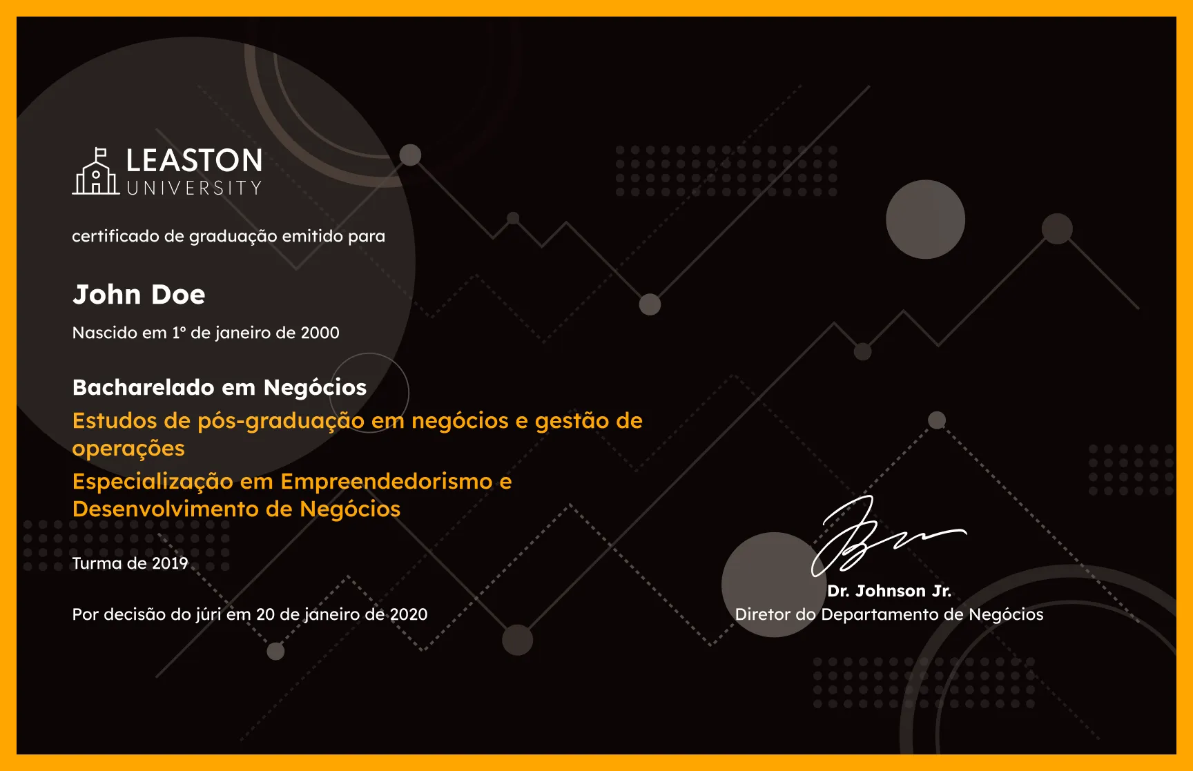 Modelo de certificado de graduação abstrato escuro premium gratuito, editável e imprimível